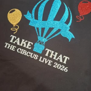 Take That Inspired Glitter T-Shirt. Hot Air Balloon. The Circus Live 2026